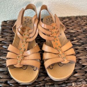 BareTraps Women's 10‎ Tan Jessie Sandals With Studs Velcro Closure Comfortable